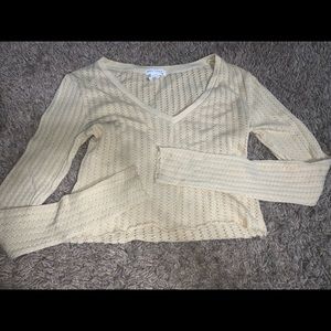 Tan long sleeve crop top